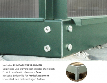 SET Vitavia Anlehngewächshaus Ida 7800 BxT 387x201 6mm HKP smaragd + Fundament