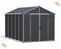 Preview: Palram-Canopia Gerätehaus RUBICON 8x12 BxT 237x377cm 8,6m² Polycarbonat 10mm grau