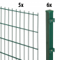 Preview: Elmar Jung 10m Doppelstabmattenzaun Set Standard 143cm hoch grün 6 Pfosten 40/40