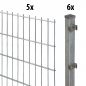 Preview: Elmar Jung 10m Doppelstabmattenzaun Standard 83cm hoch verzinkt 6 Pfosten 40/40