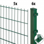 Preview: 10m Doppelstabmattenzaun Excellent 163cm hoch grün Pfosten 40/60 mit Bodenplatte