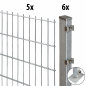 Preview: 10m Doppelstabmattenzaun Excellent 103cm hoch verzinkt Pfosten mit Bodenplatte