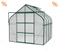 Preview: Vitavia Gewächshaus Diana 6700 4mm HKP BxTxH 264x258x255cm 6,7m² Alu smaragd
