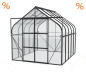 Preview: AKTION Gewächshaus Diana 8300 ESG Glas BxTxH 264x321x255cm 8,3m² Alu schwarz