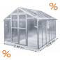 Preview: Vario Stahl Gewächshaus Junior 3 Nörpelglas 4mm BxT 249x306cm 7,5m² verzinkt