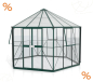 Preview: Vitavia Gewächshaus Pavillon Hera 9000 ESG/HKP 3/6mm 383x329cm 9m² Alu smaragd