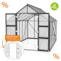 Preview: Vitavia Gewächshaus Olymp 9900 257x386cm HKP 4mm schwarz + Fundamentsrahmen