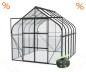Preview: SET Vitavia Gewächshaus Diana 8300 ESG BxT 264x321cm schwarz + Fundamentsrahmen