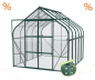 Preview: SET Vitavia Gewächshaus Diana 8300 ESG BxT 264x321cm smaragd + Fundamentsrahmen