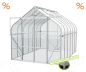 Preview: AKTION SET Gewächshaus Diana 9900 ESG BxT 264x383cm eloxiert + Fundamentsrahmen