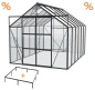 Preview: SPARSET Vitavia Gewächshaus Uranus 9900 ESG Glas 257x383 schwarz + Fundamentsrahmen