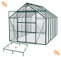 Preview: SPARSET Vitavia Gewächshaus Uranus 9900 ESG Glas 257x383 smaragd + Fundamentsrahmen