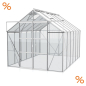 Preview: Vitavia Gewächshaus Uranus 9900 BxTxH 257x383x248cm ESG Glas 9,9m² Alu eloxiert