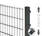 Preview: Elmar Jung Doppelstabmattenzaun Excellent anthrazit Pfosten 40/60 mit Bodenplatte