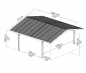 Preview: Palram-Canopia Doppel Carport SYDNEY APEX 6x6 Alu schwarz - gewelltes Polycarbonat solargrau