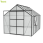 Preview: AKTION Vitavia Gewächshaus Jupiter 9900 257x383 HKP 4mm Alu schwarz + 2 Dachlüfter gratis