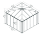 Preview: Palram-Canopia geschlossener Aluminium Pavillon LEDRO 3600 3,6x3,6m 12x12 Polycarbonat/Acryl