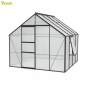 Preview: AKTION Vitavia Gewächshaus Meridian 1 6700 257x258 6mm HKP Alu schwarz + 2 Dachlüfter
