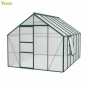 Preview: AKTION Vitavia Gewächshaus Meridian 1 9900 257x383 6mm HKP Alu smaragd + 2 Dachlüfter