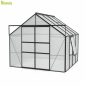 Preview: AKTION Vitavia Gewächshaus Meridian 2 6700 257x258 4mm HKP Alu schwarz + 2 Dachlüfter