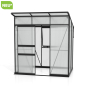 Preview: Vitavia Gewächshaus Palma 3250 6mm HKP BxT 196x167 Alu schwarz + Fundamentsrahmen