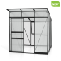 Preview: Vitavia Gewächshaus Palma 4450 6mm HKP BxT 196x229 Alu schwarz + Fundamentsrahmen
