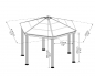 Preview: Palram-Canopia Pavillon Roma Hexagonal 414x359cm 6mm HKP 11,2m ² Alu grau
