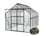 Preview: SET Vitavia Gewächshaus Diana 9900 ESG BxT 264x383cm schwarz + Fundamentsrahmen