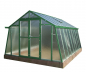 Preview: Vario Stahl Gewächshaus Landhaus 3 Nörpelglas 4mm BxL 303x303cm 9m² Moosgrün