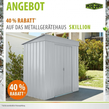 Globel Metall Gerätehaus Skillion 64 BxTxH 180x124x197cm 2m² Pultdach Silber