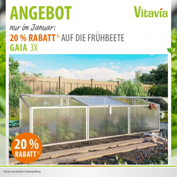 Vitavia Frühbeet Gaia 3X HKP 4mm 3 Dachfenster BxTxH 53x180x51cm Alu eloxiert