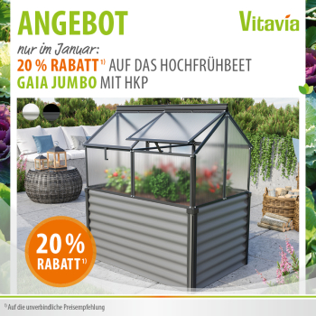 Vitavia Hochfrühbeet SET Gaia Jumbo 4mm HKP + Unterbau 83x122cm granit/schwarz