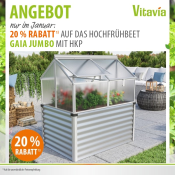Vitavia Hochfrühbeet SET Gaia Jumbo 4mm HKP + Unterbau 83x122cm Alu eloxiert