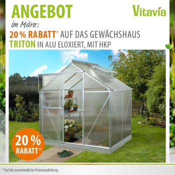 Vitavia Gewächshaus Triton 2500 4mm HKP BxT 198x131cm eloxiert + Fundamentsrahmen