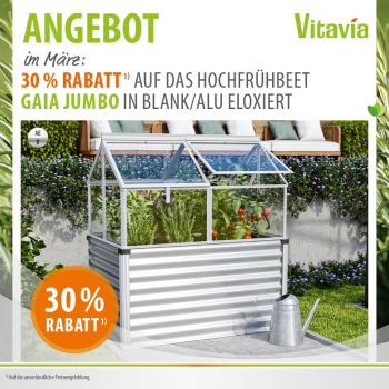 Vitavia Hochfrühbeet SET Gaia Jumbo 3mm ESG + Unterbau 83x122cm Alu eloxiert