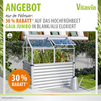 Vitavia Hochfrühbeet SET Gaia Jumbo 3mm ESG + Unterbau 83x122cm Alu eloxiert