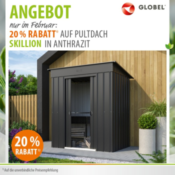 Globel Metall Gerätehaus Skillion 64 BxTxH 180x124x197cm 2m² Pultdach Anthrazit