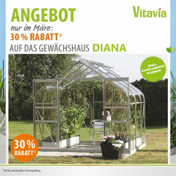 SET Vitavia Gewächshaus Diana 5000 ESG BxT 264x195cm eloxiert + Fundamentsrahmen