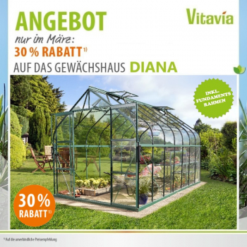 SET Vitavia Gewächshaus Diana 11500 ESG BxT 264x445cm smaragd + Fundamentsrahmen