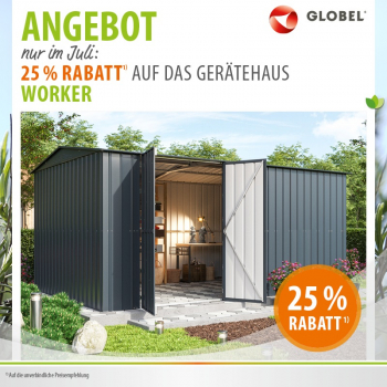 Globel Metall Gerätehaus Heimwerkstatt WORKER 1510 13m² BxTxH 464x308x225cm