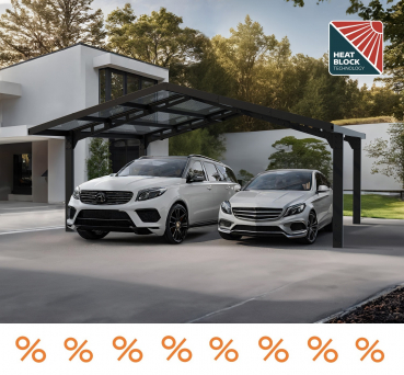 Palram-Canopia Doppel Carport SYDNEY APEX 6x6 Alu schwarz - gewelltes Polycarbonat solargrau