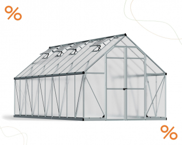 Palram-Canopia Gewächshaus ESSENCE 8x20 4mm HKP BxT 244x607cm 14,8m² Alu eloxiert