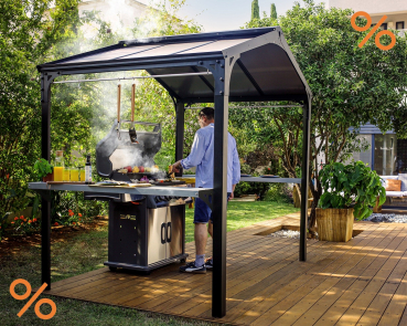 Palram-Canopia AUSTIN 2400 BBQ Grillpavillon 6mm HKP BxTxH 240x180x230cm Schwarz