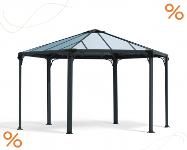 Palram-Canopia Pavillon Monaco Hexagonal BxT 450x390cm 6mm HKP Alu anthrazit