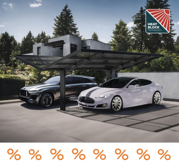 Palram-Canopia Doppel Carport SYDNEY WINGS 6x6 Alu schwarz - gewelltes Polycarbonat solargrau