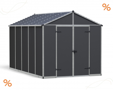 Palram-Canopia Gerätehaus RUBICON 8x12 BxT 237x377cm 8,6m² Polycarbonat 10mm grau
