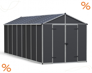 Palram-Canopia Gerätehaus RUBICON 8x20 BxT 237x602cm 13,7m² Polycarbonat 10mm grau