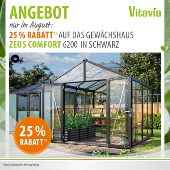 Vitavia Gewächshaus Zeus Comfort 6200 ESG/HKP BxT 258x242cm 6,2m² Alu schwarz