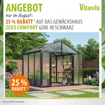 Vitavia Gewächshaus Zeus Comfort 6200 10mm HKP BxT 258x242cm 6,2m² Alu schwarz
