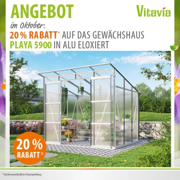 AKTION Vitavia Gewächshaus Playa 5900 6mm HKP 230x258cm 5,9m² eloxiert inkl. Fundament
